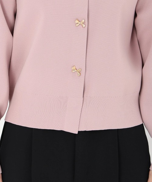STRAWBERRY-FIELDS（ストロベリーフィールズ）の「ポーツポリー_リボン釦ニットカーディガン（カーディガン/ボレロ・レディース・ピンク系/キナリ/グレー・2）」の10枚目の写真