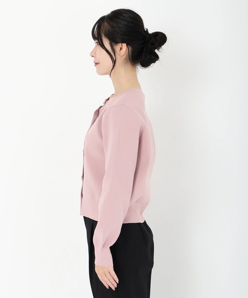 STRAWBERRY-FIELDS（ストロベリーフィールズ）の「ポーツポリー_リボン釦ニットカーディガン（カーディガン/ボレロ・レディース・ピンク系/キナリ/グレー・2）」の5枚目の写真