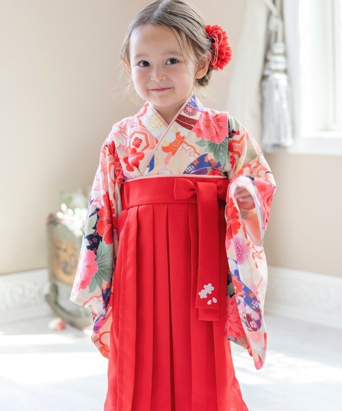 Catherine Cottage（キャサリンコテージ）の「ベビー袴ワンピース（着物・キッズ・ピンク/オレンジ/ライラック/レッド系2/レッド系1・100/90/80）」の4枚目の写真