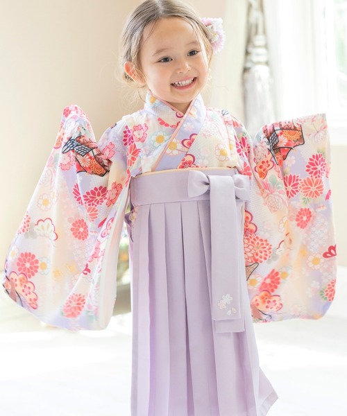 Catherine Cottage（キャサリンコテージ）の「ベビー袴ワンピース（着物・キッズ・ピンク/オレンジ/ライラック/レッド系2/レッド系1・100/90/80）」の2枚目の写真