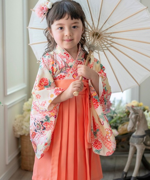 Catherine Cottage（キャサリンコテージ）の「ベビー袴ワンピース（着物・キッズ・ピンク/オレンジ/ライラック/レッド系2/レッド系1・100/90/80）」の5枚目の写真