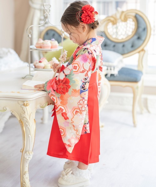 Catherine Cottage（キャサリンコテージ）の「ベビー袴ワンピース（着物・キッズ・ピンク/オレンジ/ライラック/レッド系2/レッド系1・100/90/80）」の17枚目の写真