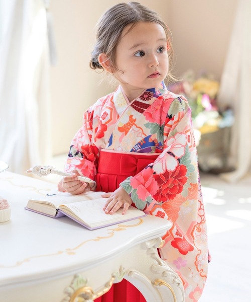 Catherine Cottage（キャサリンコテージ）の「ベビー袴ワンピース（着物・キッズ・ピンク/オレンジ/ライラック/レッド系2/レッド系1・100/90/80）」の14枚目の写真