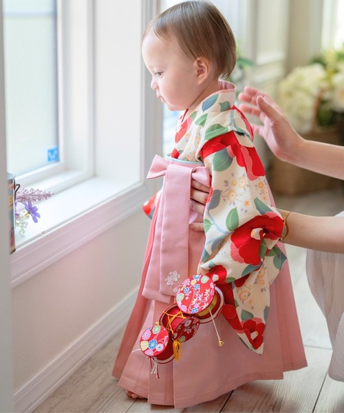 Catherine Cottage（キャサリンコテージ）の「ベビー袴ワンピース（着物・キッズ・ピンク/オレンジ/ライラック/レッド系2/レッド系1・100/90/80）」の13枚目の写真