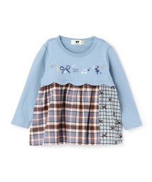 KP（ケーピー）の「リボン×チェック スカラップ切り替え 長袖チュニック（チュニック）」