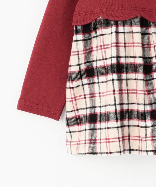 KP（ケーピー）の「リボン×チェック スカラップ切り替え 長袖チュニック（チュニック・キッズ・レッド/ピンク/ブルー・90cm/100cm/110cm/130cm/140cm/80ｃｍ/120cm）」の7枚目の写真