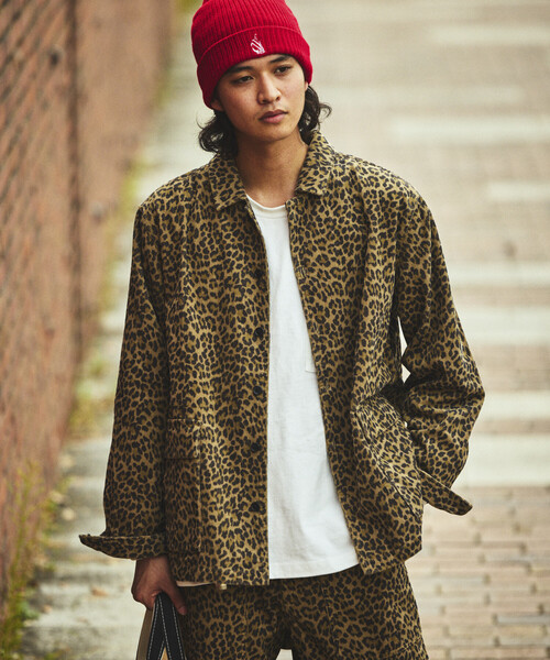 セール】総柄プリント リラックスフィット コーデュロイ シャツ