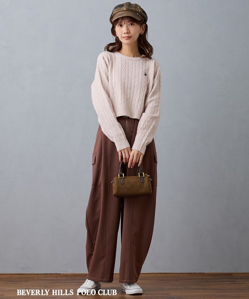BEVERLY HILLS POLO CLUB（ビバリーヒルズポロクラブ）の「【BEVERLY HILLS POLO CLUB】ケーブル編みニット（ニット/セーター・レディース・グリーン/ピンク/レッド/オフホワイト/ブラウン・FREE）」の17枚目の写真