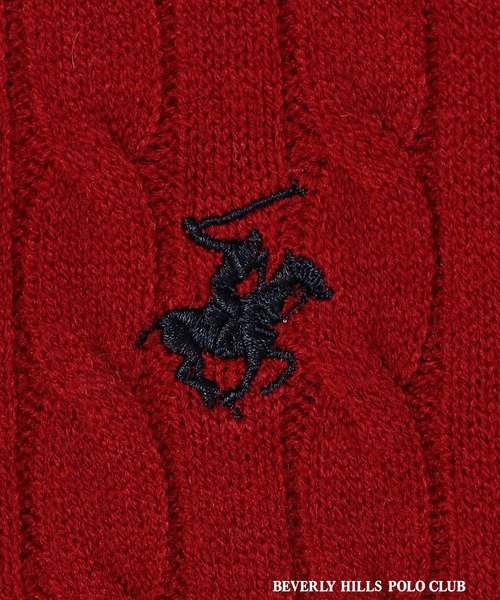 BEVERLY HILLS POLO CLUB（ビバリーヒルズポロクラブ）の「【BEVERLY HILLS POLO CLUB】ケーブル編みニット（ニット/セーター・レディース・グリーン/ピンク/レッド/オフホワイト/ブラウン・FREE）」の9枚目の写真
