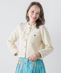 Viaggio Blu（ビアッジョブルー）の「ツイードニットカーディガン≪手洗い可能≫（カーディガン/ボレロ）」