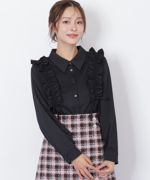 JILL by JILL STUART(ジルバイジルスチュアート)の「◇ショルダーフリルブラウス(シャツ/ブラウス・レディース・ホワイト/ブラック/ブルー・FREE)」の2枚目の写真