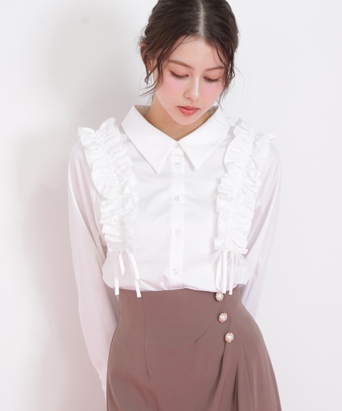 JILL by JILL STUART(ジルバイジルスチュアート)の「◇ショルダーフリルブラウス(シャツ/ブラウス・レディース・ホワイト/ブラック/ブルー・FREE)」の16枚目の写真