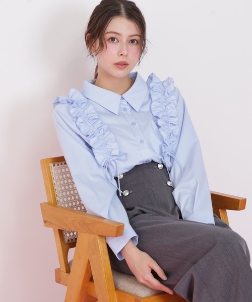 JILL by JILL STUART(ジルバイジルスチュアート)の「◇ショルダーフリルブラウス(シャツ/ブラウス・レディース・ホワイト/ブラック/ブルー・FREE)」の5枚目の写真