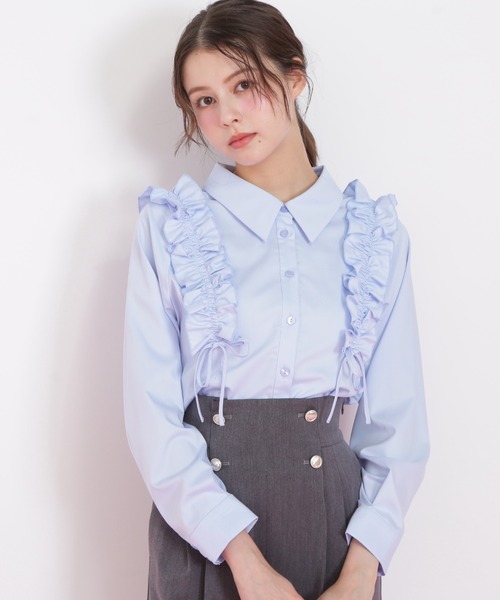 JILL by JILL STUART(ジルバイジルスチュアート)の「◇ショルダーフリルブラウス(シャツ/ブラウス・レディース・ホワイト/ブラック/ブルー・FREE)」の6枚目の写真