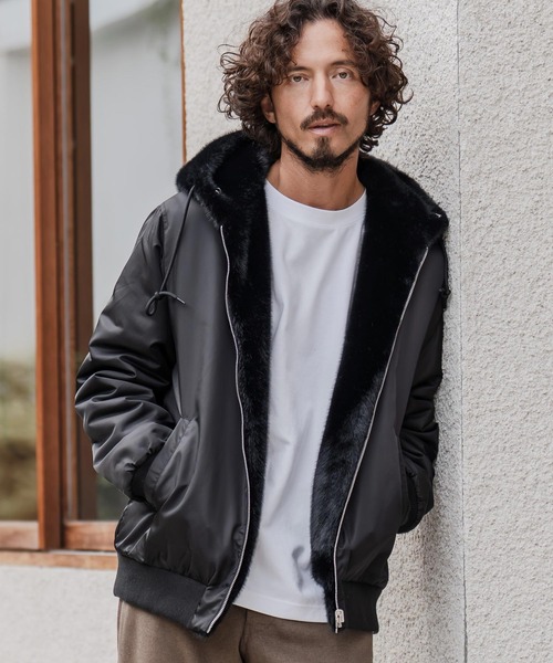 mj11209-リバーシブルエコファーナイロンブルゾン（ミリタリー