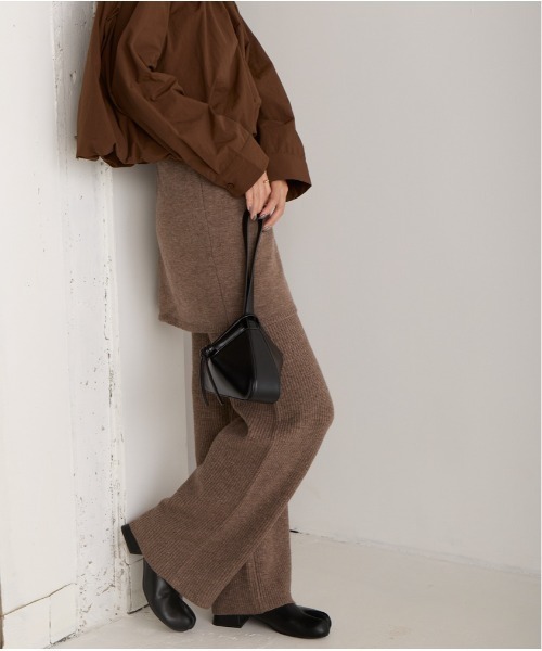 OandI（オーアンドアイ）の「レイヤードニットパンツ（その他パンツ・レディース・ブラウン/グレー・FREE）」の10枚目の写真