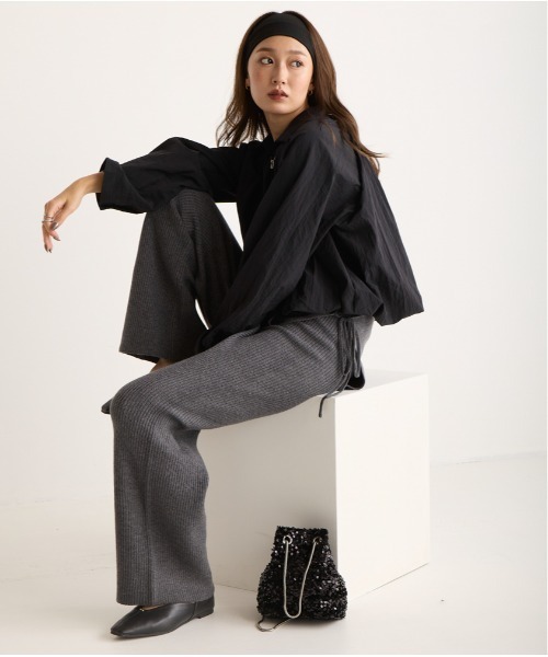 OandI（オーアンドアイ）の「レイヤードニットパンツ（その他パンツ・レディース・ブラウン/グレー・FREE）」の4枚目の写真