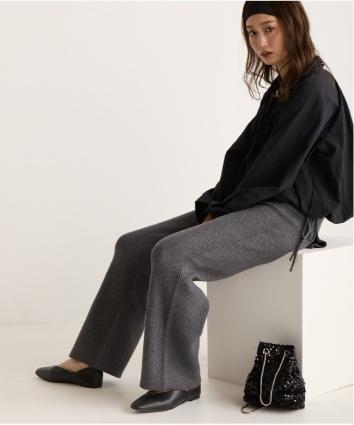 OandI（オーアンドアイ）の「レイヤードニットパンツ（その他パンツ・レディース・ブラウン/グレー・FREE）」の5枚目の写真