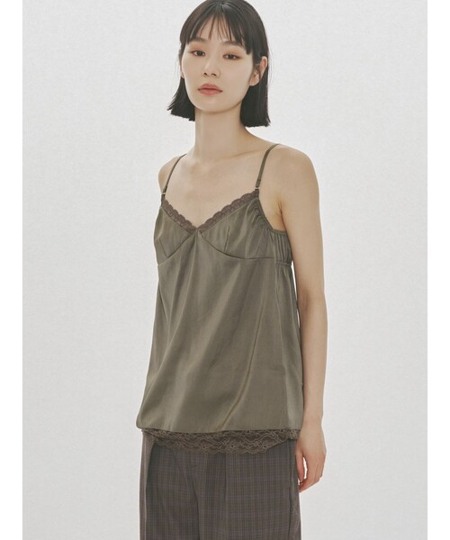 MIDIUMISOLID（ミディウミソリッド）の「MIDIUMISOLID for Ladies スリップキャミソール（Tシャツ/カットソー・レディース・ブラック/ブラウン・FREE）」の7枚目の写真