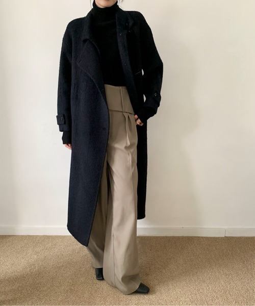 DECADE CLASSIC(ディケイド クラシック)の「DECADE CLASSIC ウールアルパカシャギーステンカラーコート(ステンカラーコート・レディース・ブラウン/ネイビー・FREE)」の5枚目の写真