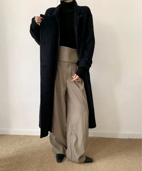 DECADE CLASSIC(ディケイド クラシック)の「DECADE CLASSIC ウールアルパカシャギーステンカラーコート(ステンカラーコート・レディース・ブラウン/ネイビー・FREE)」の7枚目の写真