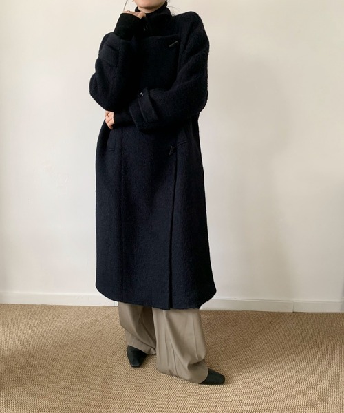 美品 DIGAWEL アルパカ混 ウール ステンカラーコート シャギー 0 セール】DECADE CLASSIC ウールアルパカシャギーステンカラーコート