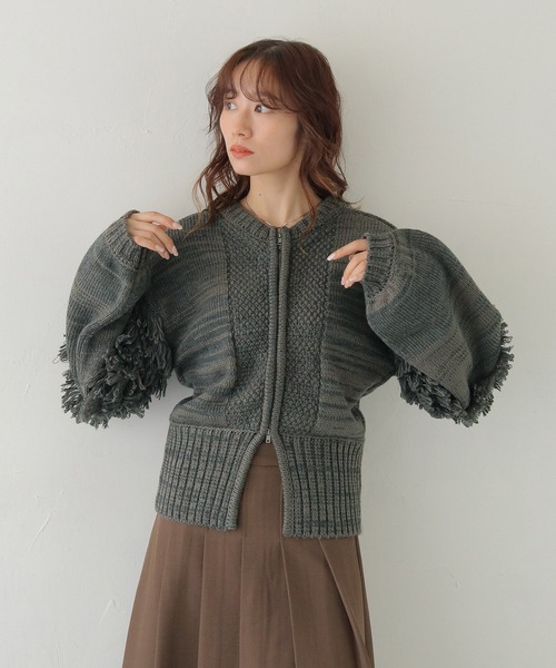 CLEIO(クレイオ)の「【CLEIO】 前後2WAYループ編みカーディガン FRONT AND BACK 2WAY LOOP KNIT CARDIGAN/986-14608(ニット/セーター・レディース・アイボリー/グレー・FREE)」の5枚目の写真
