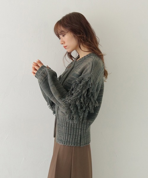 CLEIO(クレイオ)の「【CLEIO】 前後2WAYループ編みカーディガン FRONT AND BACK 2WAY LOOP KNIT CARDIGAN/986-14608(ニット/セーター・レディース・アイボリー/グレー・FREE)」の7枚目の写真