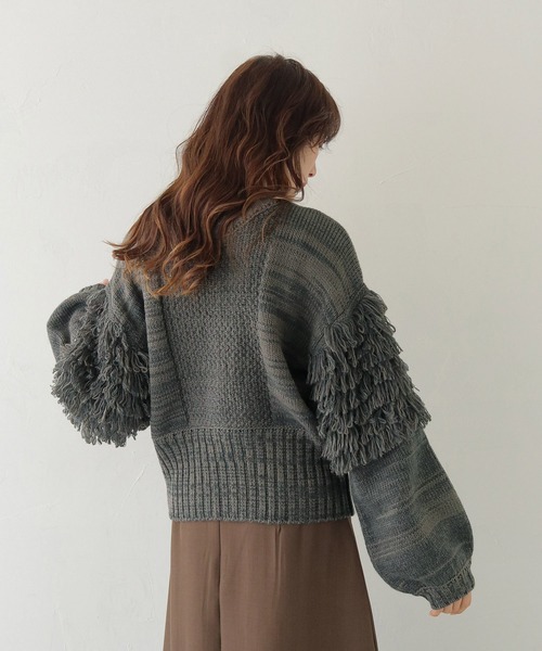 CLEIO(クレイオ)の「【CLEIO】 前後2WAYループ編みカーディガン FRONT AND BACK 2WAY LOOP KNIT CARDIGAN/986-14608(ニット/セーター・レディース・アイボリー/グレー・FREE)」の11枚目の写真
