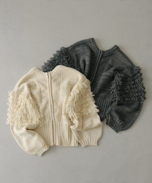CLEIO(クレイオ)の「【CLEIO】 前後2WAYループ編みカーディガン FRONT AND BACK 2WAY LOOP KNIT CARDIGAN/986-14608(ニット/セーター・レディース・アイボリー/グレー・FREE)」の16枚目の写真