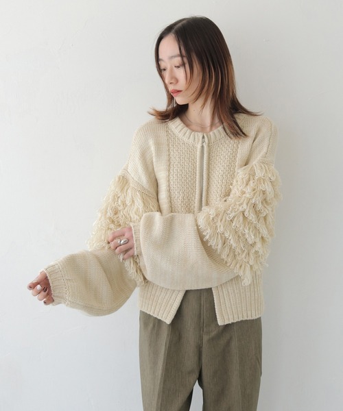 CLEIO(クレイオ)の「【CLEIO】 前後2WAYループ編みカーディガン FRONT AND BACK 2WAY LOOP KNIT CARDIGAN/986-14608(ニット/セーター・レディース・アイボリー/グレー・FREE)」の20枚目の写真
