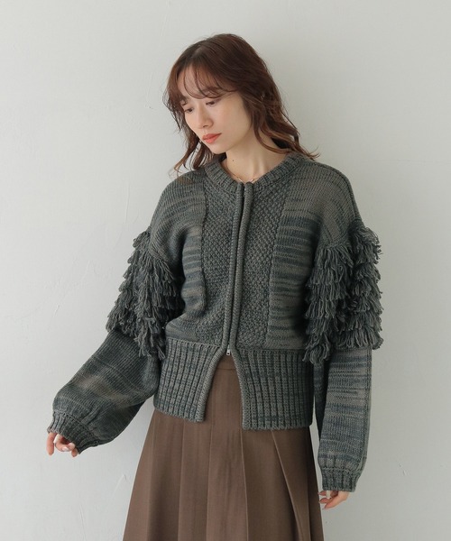 CLEIO(クレイオ)の「【CLEIO】 前後2WAYループ編みカーディガン FRONT AND BACK 2WAY LOOP KNIT CARDIGAN/986-14608(ニット/セーター・レディース・アイボリー/グレー・FREE)」の6枚目の写真