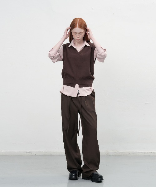 GENERAL IDEA（ジェネラルアイデア）の「【GENERAL IDEA】ベルト付き2タックワイドスラックス / BELTED TWO TUCK WIDE SLACKS（スラックス・レディース・オリーブ/ブラック/ブラウン・L/M/S）」の14枚目の写真