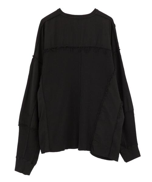 CURRENTAGE（カレンテージ）の「Patchwork jersey long T-shirt（Tシャツ/カットソー・メンズ・ブラック・FREE）」の6枚目の写真