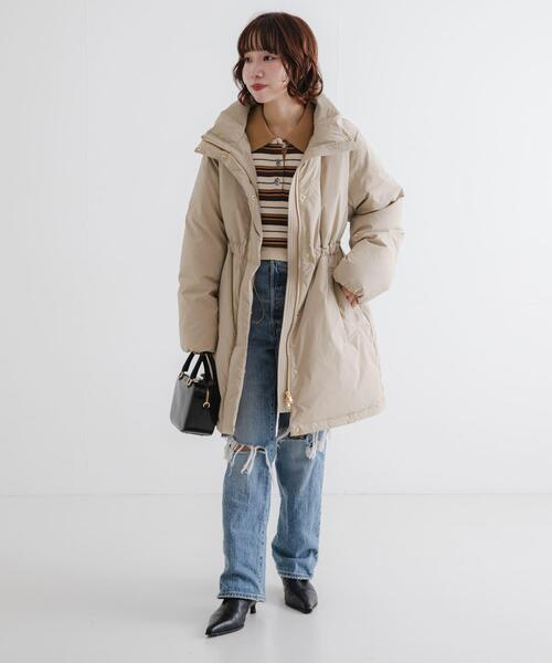 URBAN RESEARCH(アーバンリサーチ)の「スタンドカラードロストダウンコート(ダウンジャケット/コート・レディース・ベージュ/ブラック・38/36)」の14枚目の写真