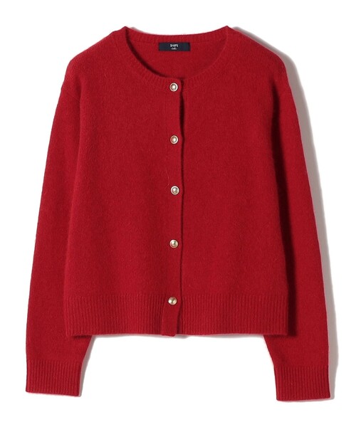 SHIPS Colors:フォックス アンゴラ クルーネック カーディガン