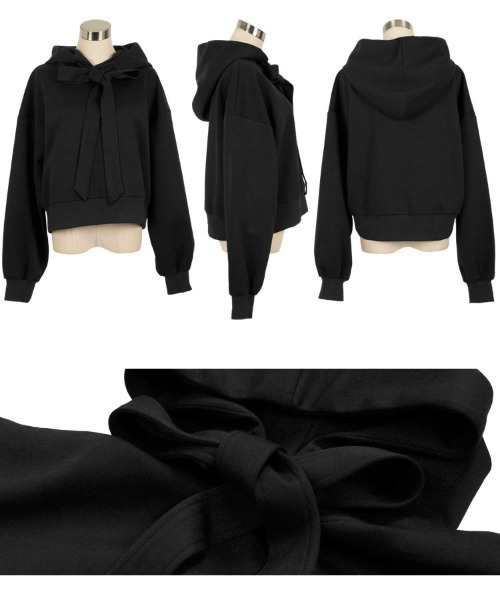 KOBE LETTUCE（コウベレタス）の「ダイバービッグリボンフーディトップス（スウェット・レディース・ブラック/ピンク/グレー・M）」の9枚目の写真