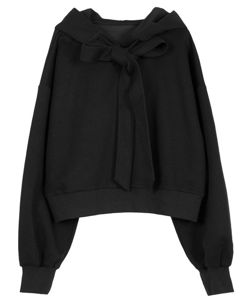 KOBE LETTUCE（コウベレタス）の「ダイバービッグリボンフーディトップス（スウェット・レディース・ブラック/ピンク/グレー・M）」の11枚目の写真