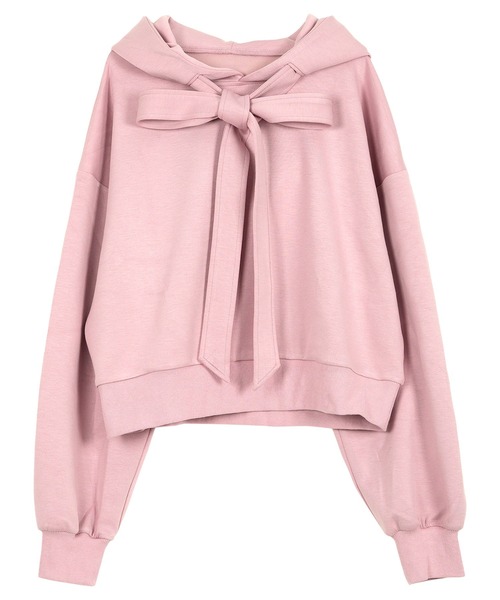 KOBE LETTUCE（コウベレタス）の「ダイバービッグリボンフーディトップス（スウェット・レディース・ブラック/ピンク/グレー・M）」の13枚目の写真