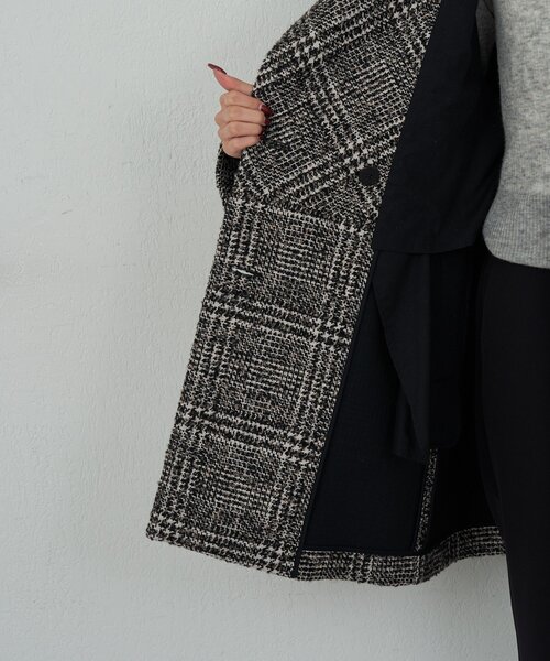 GALLARDAGALANTE（ガリャルダガランテ）の「【HERITANOVUM】 ツィードショールカラーショートコート（その他アウター・レディース・ベージュ/ブラック・FREE）」の14枚目の写真