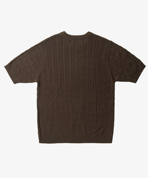 TOFFEE（トフィー）の「クラシックケーブルラウンドネックハーフニット (ブラウン)（ニット/セーター・メンズ・その他・MEDIUM/LARGE/X-LARGE）」の3枚目の写真