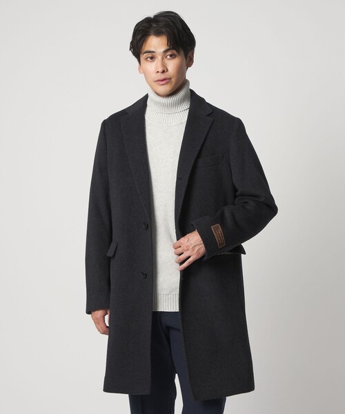 【新品】マッキントッシュ ヘリンボーン チェスターコート カシミヤ ネイビー 新品】マッキントッシュ ヘリンボーン チェスターコート カシミヤ ネイビー