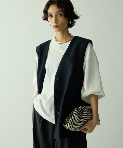 Drawing Numbers（ドローイング ナンバーズ）の「【Drawing Numbers】ドライツィーディワイドベスト（ベスト・レディース・ブラック/ベージュ・38）」の4枚目の写真