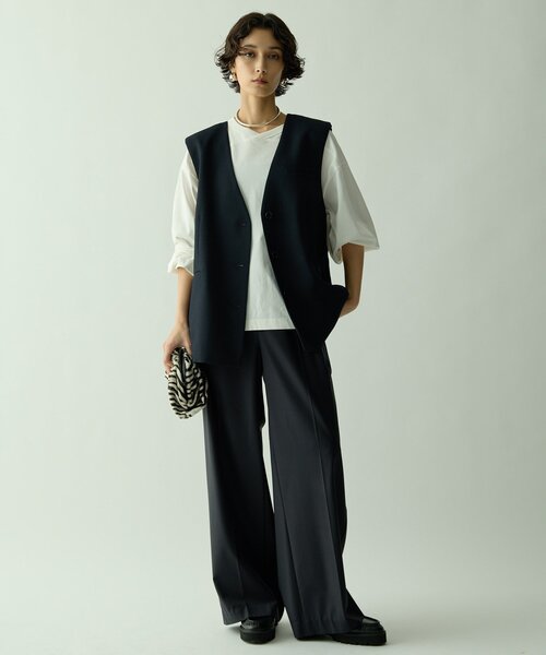 Drawing Numbers（ドローイング ナンバーズ）の「【Drawing Numbers】ドライツィーディワイドベスト（ベスト・レディース・ブラック/ベージュ・38）」の11枚目の写真