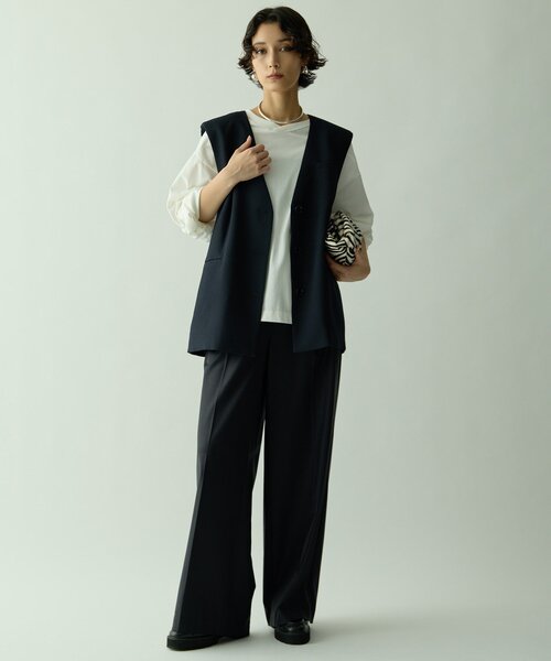 Drawing Numbers（ドローイング ナンバーズ）の「【Drawing Numbers】ドライツィーディワイドベスト（ベスト・レディース・ブラック/ベージュ・38）」の3枚目の写真