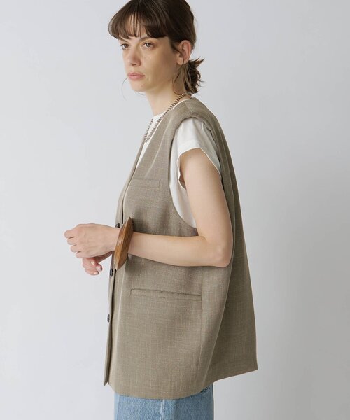 Drawing Numbers（ドローイング ナンバーズ）の「【Drawing Numbers】ドライツィーディワイドベスト（ベスト・レディース・ブラック/ベージュ・38）」の18枚目の写真