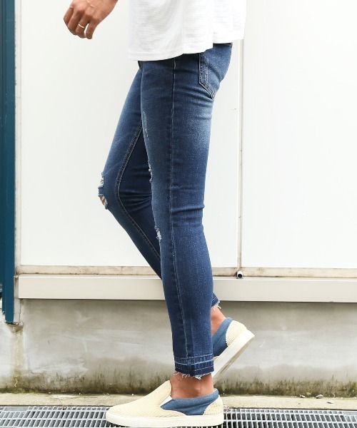 LUXSTYLE(ラグスタイル)の「アンクル丈ダメージストレッチデニムパンツ(デニムパンツ・メンズ・ライトグレー/インディゴブルー/ブルー/グレー・M/L/XL)」の11枚目の写真