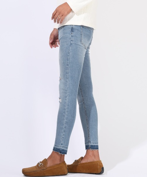 LUXSTYLE(ラグスタイル)の「アンクル丈ダメージストレッチデニムパンツ(デニムパンツ・メンズ・ライトグレー/インディゴブルー/ブルー/グレー・M/L/XL)」の15枚目の写真