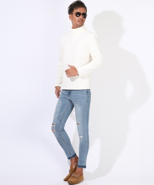 LUXSTYLE(ラグスタイル)の「アンクル丈ダメージストレッチデニムパンツ(デニムパンツ・メンズ・ライトグレー/インディゴブルー/ブルー/グレー・M/L/XL)」の17枚目の写真