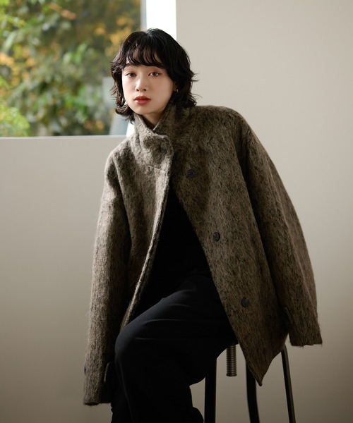LAULEN（ローレン）の「wool blend shaggy oversize cocoon coat /ウールブレンドシャギーオーバーサイズコクーンコート（その他アウター・レディース・チャコールグレー/マルチ・FREE）」の2枚目の写真